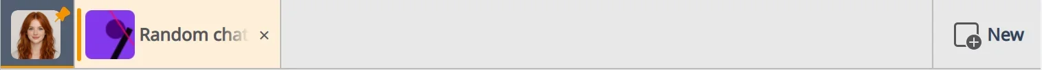 A row of pinned room tabs across the top of the Komai window
